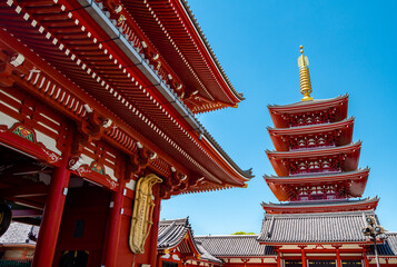 Tokyo, Japan - 08 May, 2019: People at Sensoji buddhism temple, popular temple in Tokyo. The temple is approached via the Nakamise, with shopping street, providing tourist. © Carmen Romero