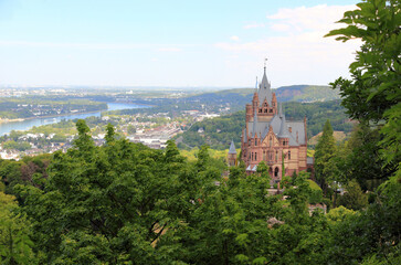Fototapeta premium Drachenburg Castle, Rhine valley and the city of Bonn. Germany, Europe.