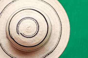 Top down view of a Panamanian hat known as "sombrero pintao"