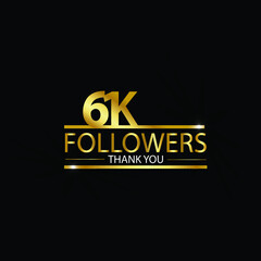 61k, 61.000 Followers Thank you celebration logotype. For Social Media, Instagram  - Vector