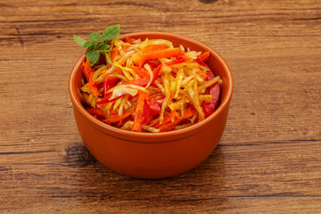 Cabbage salad with carrot and pepper