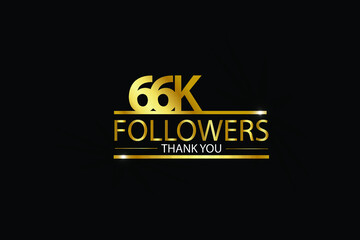 Fototapeta na wymiar 66K, 66.000 Followers Thank you celebration logotype. For Social Media, Instagram - Vector