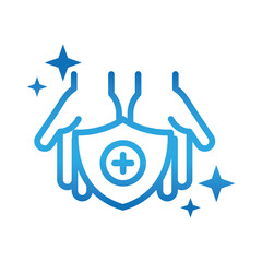 personal hand hygiene, hands shield disease prevention and health care gradient style icon