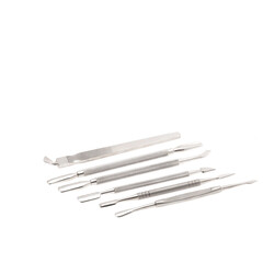 set nail and beauty stainless tools isolated on the white background