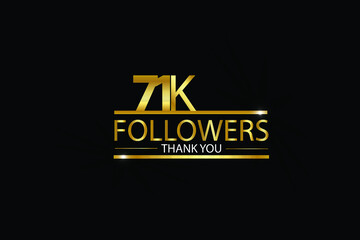 71K, 71.000 Followers Thank you celebration logotype. For Social Media, Instagram  - Vector