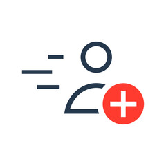 Quick registration line vector icon. 
People vector symbol. Avatar with plus icons set for web design. Modern flat web profile icon for app design. User face minimal flat linear icons