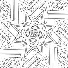 Black & white card with mandala, ornament, hand drawn, line art. Good for card, poster, print, ceramic design, tattoo, adult coloring book