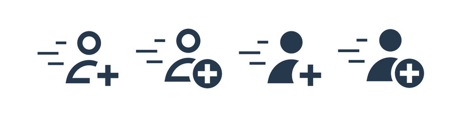 Obraz premium Quick registration line vector icon. People vector symbol. Avatar with plus icons set for web design. Modern flat web profile icon for app design. User face minimal flat linear icons
