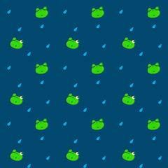 Seamless pattern of rain and frog