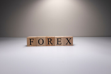 Business concept with forex text on wooden cubes. close up.