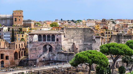 House of the Knights of Rhodes and Forum Augustus in Rome, Italy.