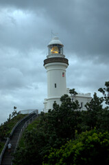 The Cape Byron Lighthouse in a cloudy day, Australia.