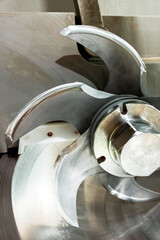 Cutter. Industrial cutter for grinding meat. Factory for the production of sausages and meat delicacies. Background.