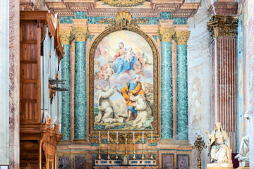 Altar inside the  Basilica of Santa Maria Degli Angeli E Dei Martiri in Rome, Italy.