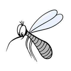 mosquito in cartoon style for summer rest design on white, stock vector illustration