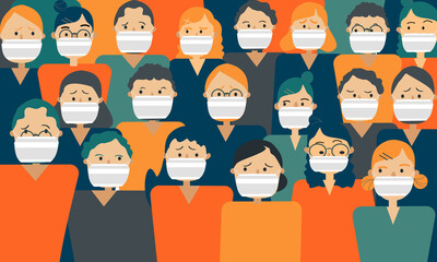 People group wearing medical mask.