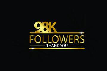 98K, 98.000 Followers Thank you celebration logotype. For Social Media, Instagram  - Vector