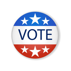 2020 United States of America presidential election button design. Badge USA election 2020 design. Patriotic stars and stripes theme.