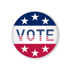 2020 United States of America presidential election button design. Badge USA election 2020 design. Patriotic stars and stripes theme.