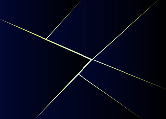 Abstract gradient polygonal dark blue with gold line background. Geometric triangle pattern. Vector illustration