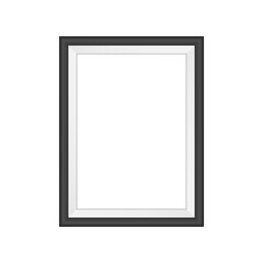 Realistic black photo frame isolated on white background. Vector illustration. Picture frame. Black simple modern frame on white background.