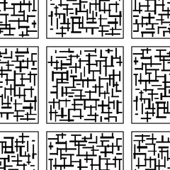 Fototapeta premium Maze seamless pattern. Design for cover, wallpaper, background or fabric pattern. Black and white, vector.
