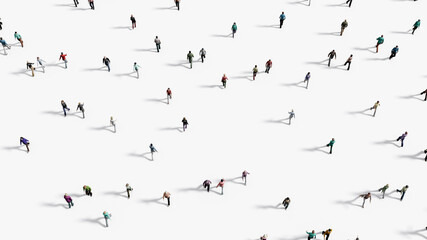 People walking against white background top view