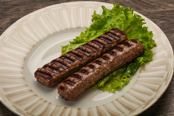 Two Grilled kebeb beef sausages