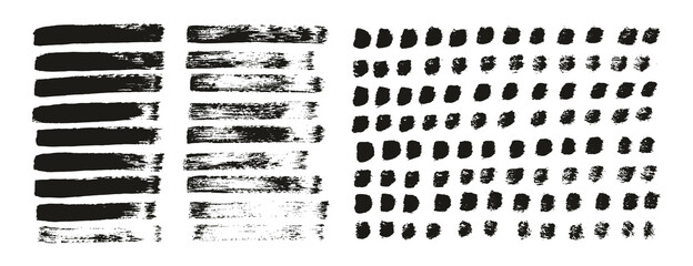 Flat Paint Brush Thin Straight Lines High Detail Abstract Vector Background Mix Set 