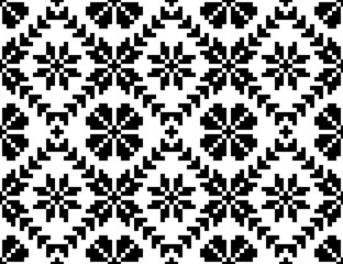 Traditional eastern European folk floral pattern in black and white. Seamless embroidery vector pattern from Transylvania.