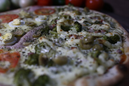 close up of a pizza