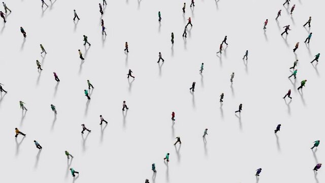 People walking against white background top view