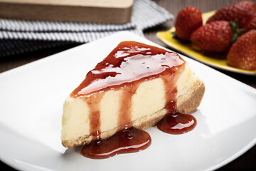 delicious slice of cheesecake on a plate