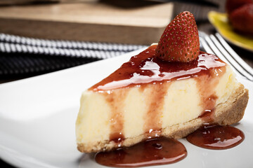delicious slice of cheesecake on a plate