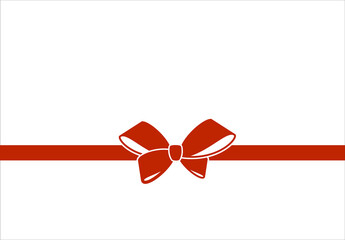 Decorative Red bow with horizontal  ribbon isolated on white. Vector gift bow with red ribbon for page decor.