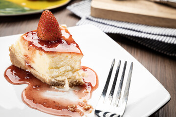delicious slice of cheesecake on a plate