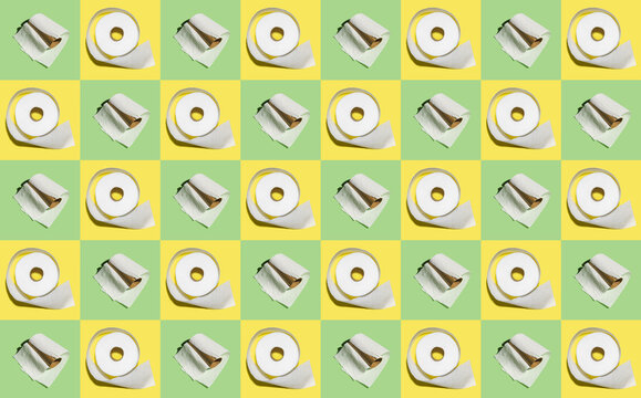 Illustration of rows&dagger;of toilet paper rolls