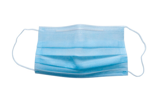 Blue medical mask on white background