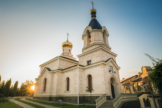 Moldova, Orhei, Trebujeni Rejon, Monastery at sunset