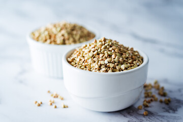 Dried Green Buckwheat porridge in a bowl