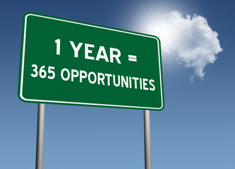 Opportunity sign for motivational concept.