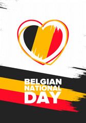 Belgian National Day. Belgium Independence day. Annual holiday in Belgium, celebrated in Jule 21. Patriotic design. Poster, greeting card, banner and background. Vector illustration