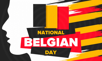 Fototapeta na wymiar Belgian National Day. Belgium Independence day. Annual holiday in Belgium, celebrated in Jule 21. Patriotic design. Poster, greeting card, banner and background. Vector illustration