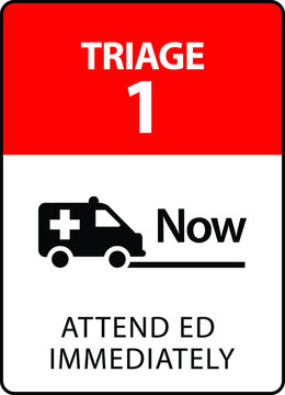 Triage 1: Emergency Department Immediately. A Sign Formatted To The Proportions Of An A4 Or Letter Page.