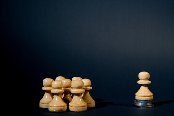 Person standing on  money, corruption, the concept for corruption