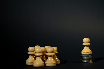 Person standing on  money, corruption, the concept for corruption