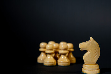 Concept or metaphor, chess pieces,  leadership, leader protects his people, teamwork,   