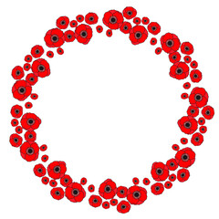 Poppy flowers Framed in circle form.