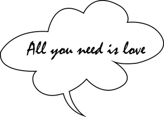 Inspiration slogan All you need is love in cloud