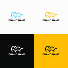 Creative modern line art style minimal elephant logo design template vector illustration for animal company branding or business startup.